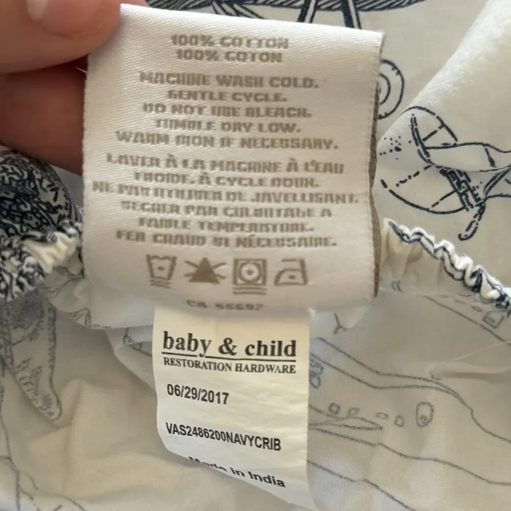 Restoration Hardware Baby & Child Airplane Blueprint Sketch Crib Fitted Sheet